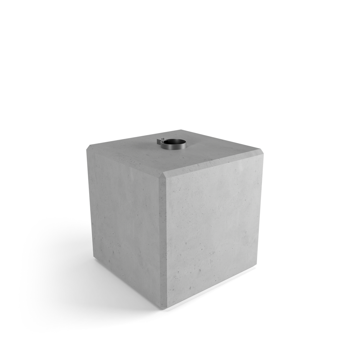 Fertigfundament Beton 300 × 300 × 300 mm mit vergossener Stahlhülse — 3D-Ansicht