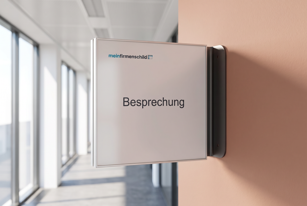 Como Fahnenschild · 151 × 151 mm · Silber eloxiert · Anwendungsbild