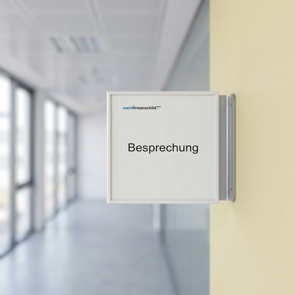 Lucerne Fahnenschild · 153 × 153 mm · Silber eloxiert · Anwendungsbild
