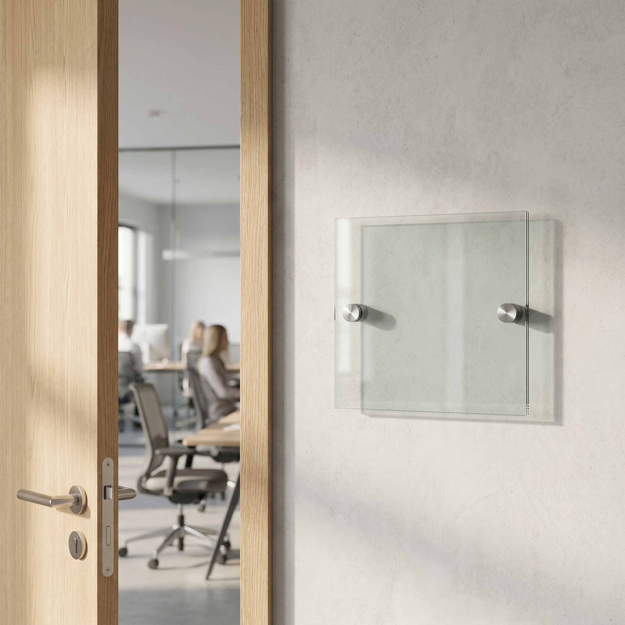 Winnipeg Türschild · 150 × 150 mm · 2 Halter mittig · Anwendungsbild