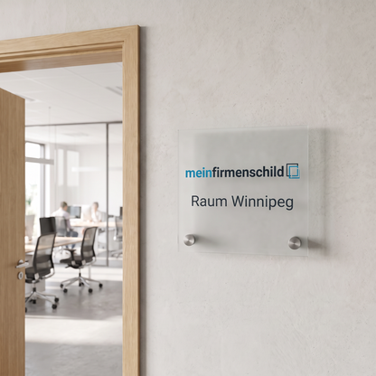 Winnipeg Türschild · 150 × 150 mm · 2 Halter unten · Einleger Matt · Anwendungsbild