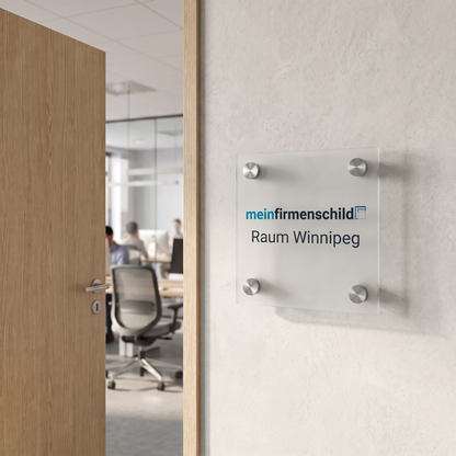Winnipeg Türschild · 150 × 150 mm · 4 Halter · Einleger Matt · Anwendungsbild